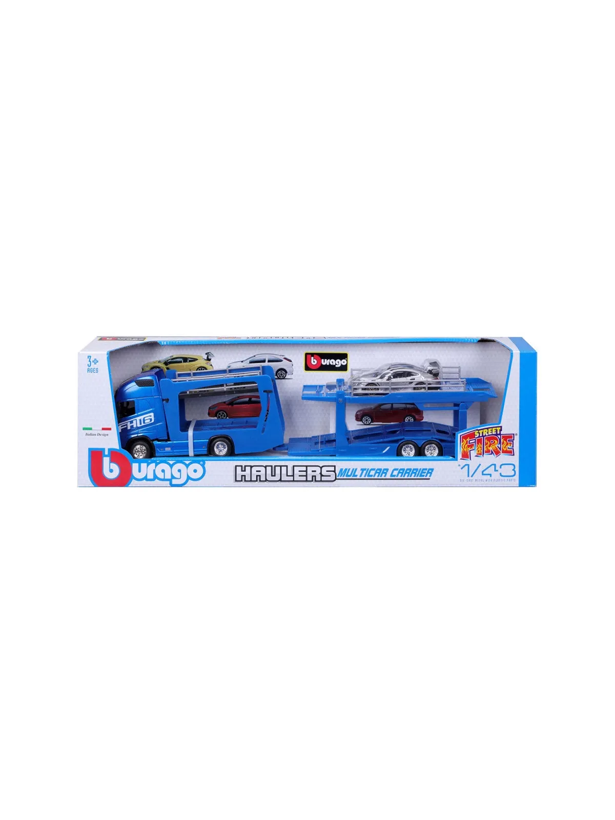 Машина Bburago 1:43 STR. FIRE Multicar Carrier - Volvo FH16 — изображение 3